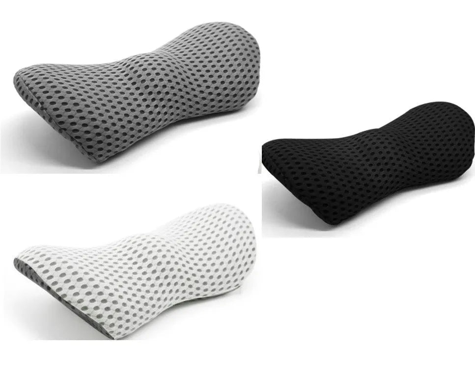 Ergonomic memory foam lumbar support cushion 46x23x11cm with breathable mesh cover for office chair and car seat