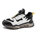 Men's black rotating button casual sneakers with mesh upper and round toe design