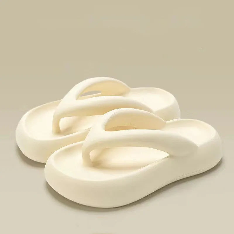 Solid colour thick-soled EVA flip-flops with a decorative bow, shown in multiple colour options.