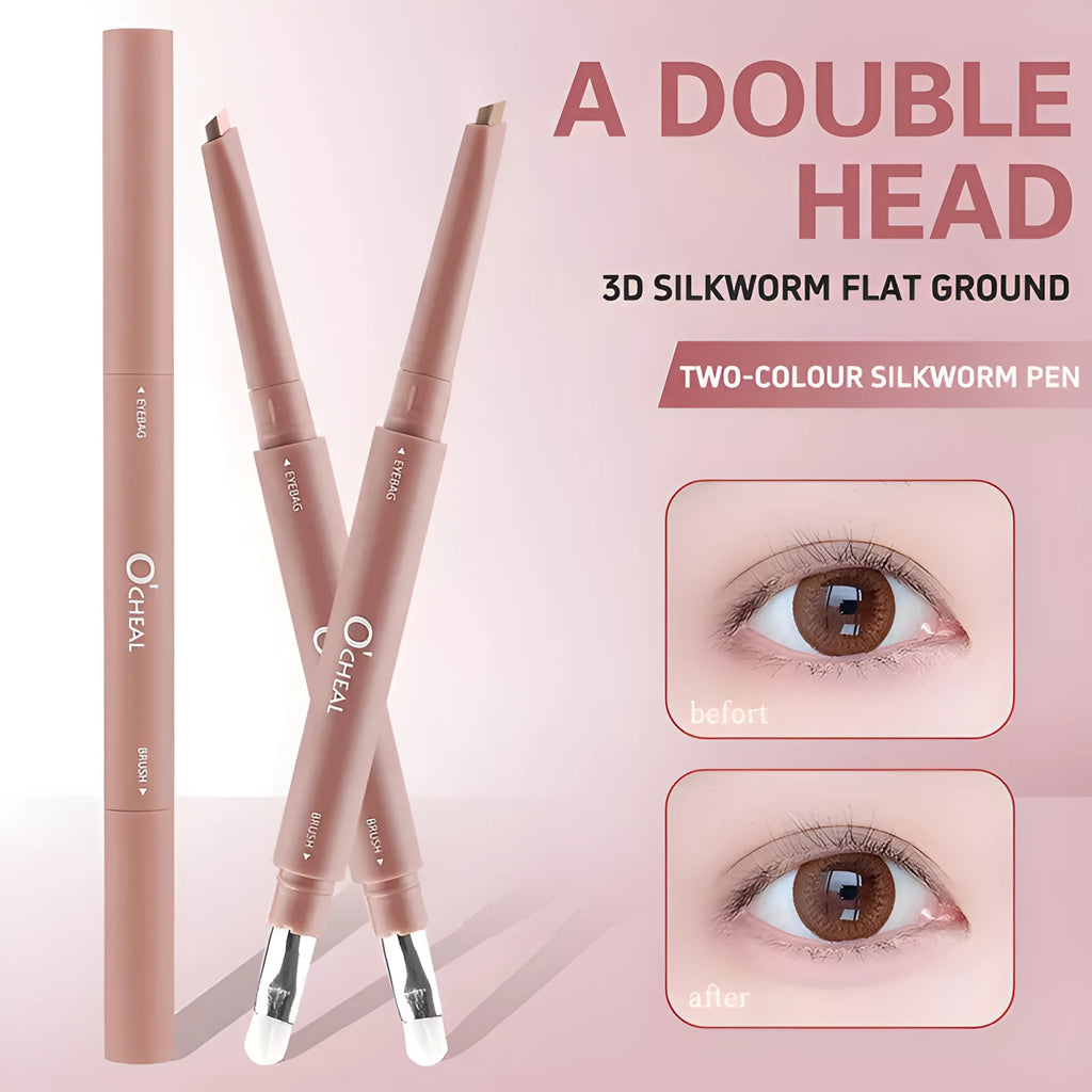 Double Fight eye shadow pen with dual-ended highlight and shadow in black casing on white background