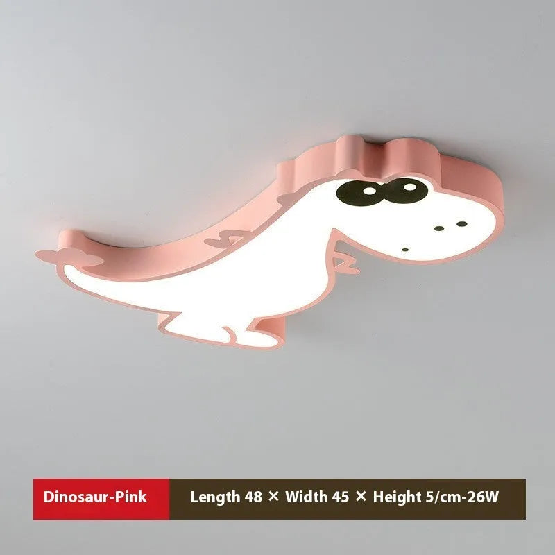 Cartoon dinosaur themed ceiling light with aluminium body and PVC shade for children's bedroom