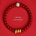 Handmade cinnabar snake bracelet with roll beads in 6mm or 8mm size for Chinese zodiac year