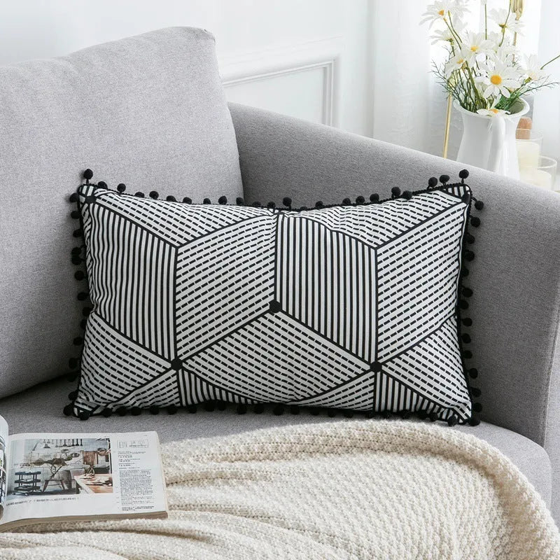 Bohemian national throw pillow pillowcase in light gray with pattern for living room sofa decor