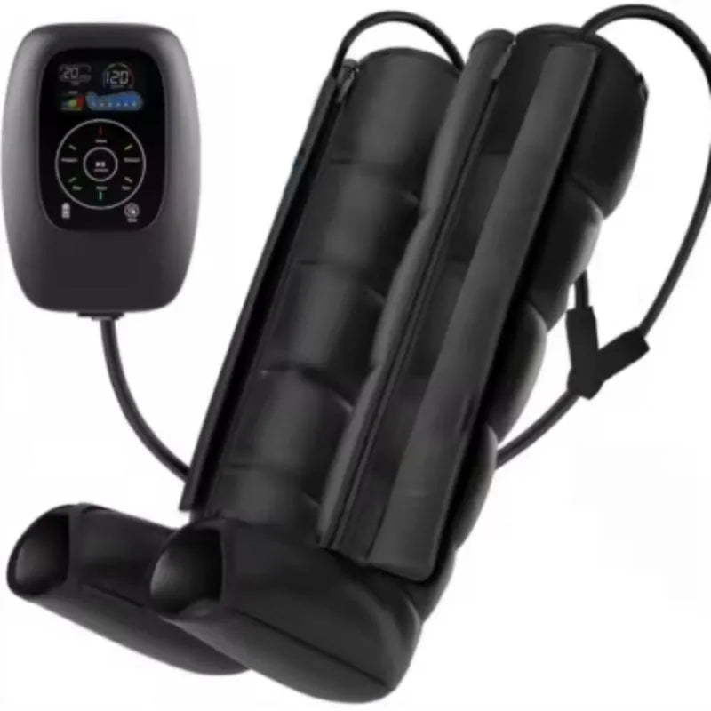 Air wave pressure massager for legs, arms, or waist with battery and handheld remote control in multiple sizes