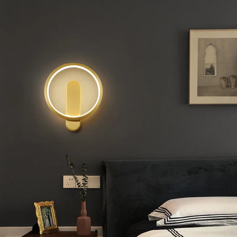 All copper wall lamp gold finish simple creative design 20x4x24cm bedside lighting fixture