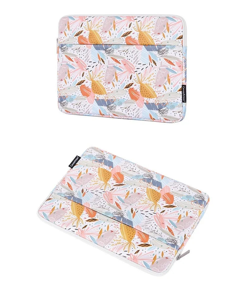 White waterproof PU leather laptop inner bag for 14-inch portable computers.