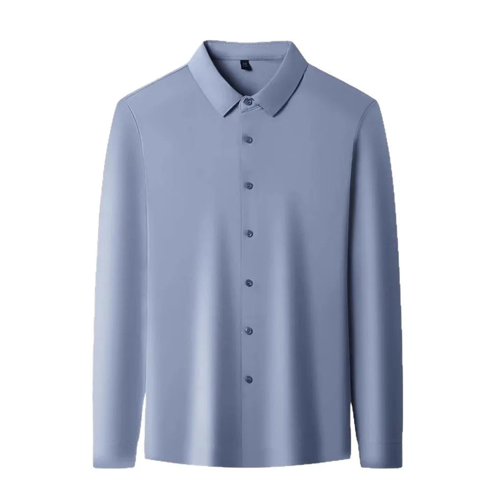 Seamless high elastic long sleeve anti-wrinkle shirt cardigan in spandex fabric, available in eight colours