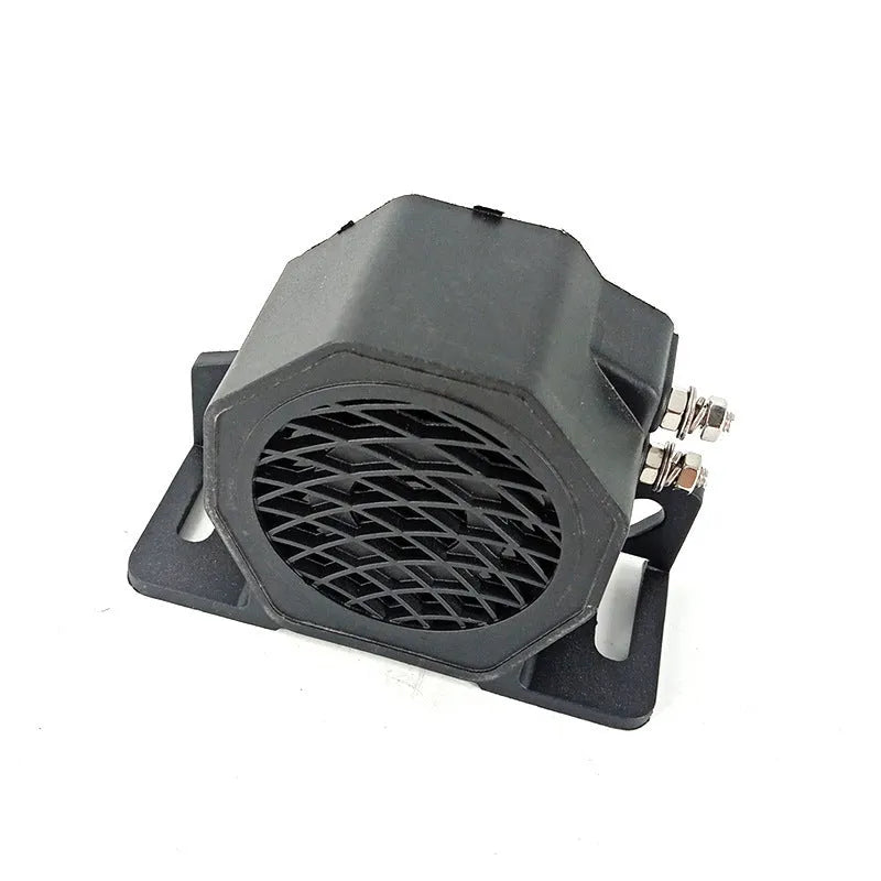 Black GQ-208A universal reversing horn for 12-80V vehicle systems.