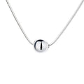 925 sterling silver clavicle chain necklace with round ball pendant on woman's neck
