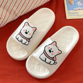 Creative rhombus summer slippers for men and women thickened PVC sole flower pattern cream white