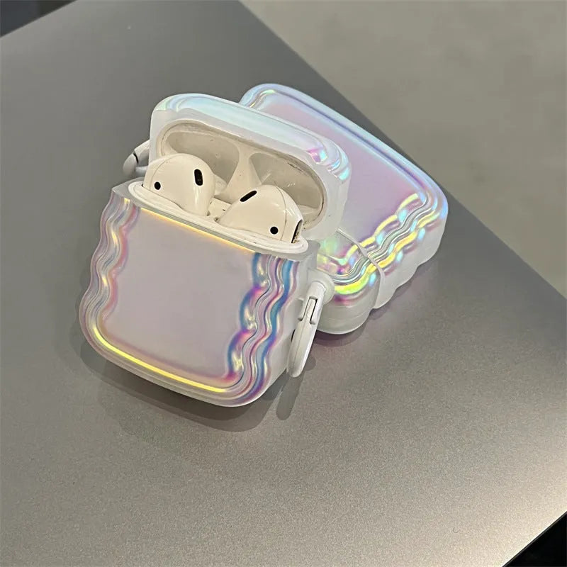 Silicone laser headset case for AirPods with magic laser+ring holographic design