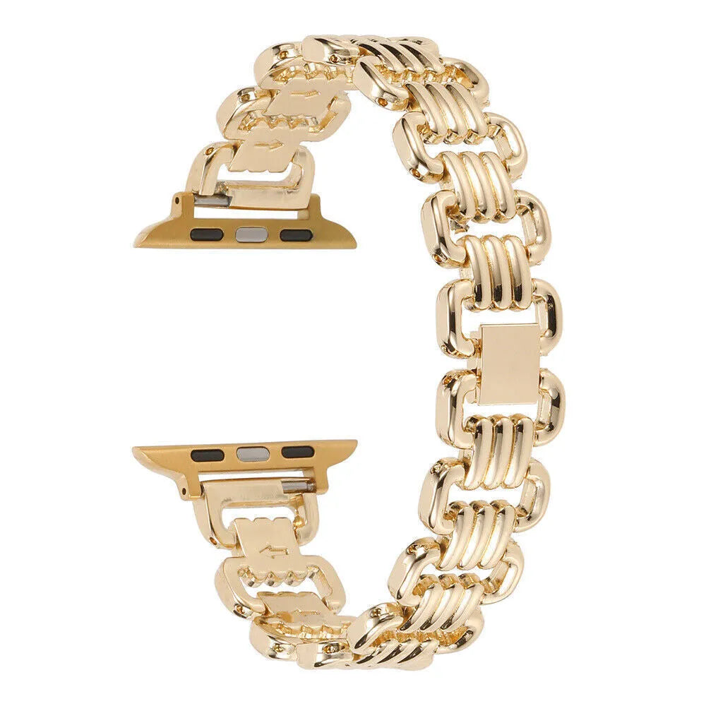 Alloy metal Apple Watch replacement bracelet in silver, black, gold, rose gold and starlight colours for 38mm to 49mm models