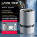 White desktop air purifier model EJ-JHQ101 removing smoke and formaldehyde in small room