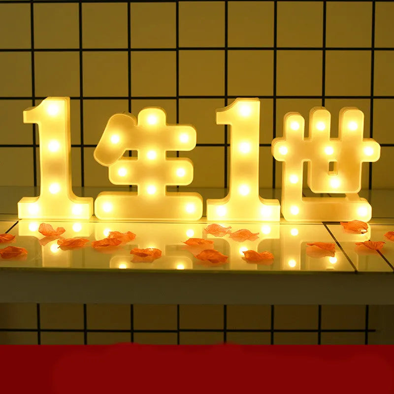 LED letter lights 22cm plastic alphabet in picture colour for birthday party and proposal decor