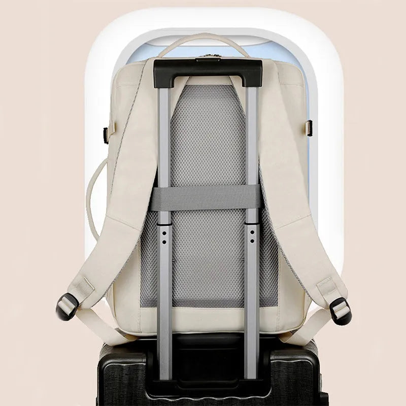Waterproof Oxford cloth backpack for a 15.6 inch laptop, shown in multiple colours with visible pockets and zippers.