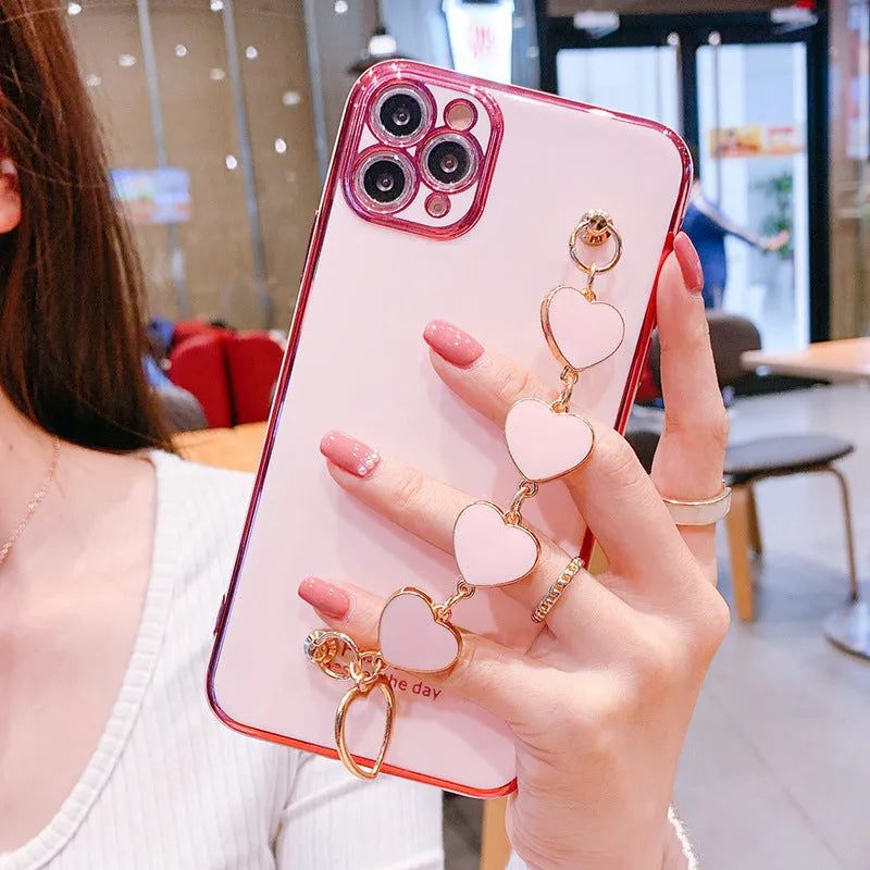 New silicone phone case with bracelet in solid colour for Samsung phones, green variant