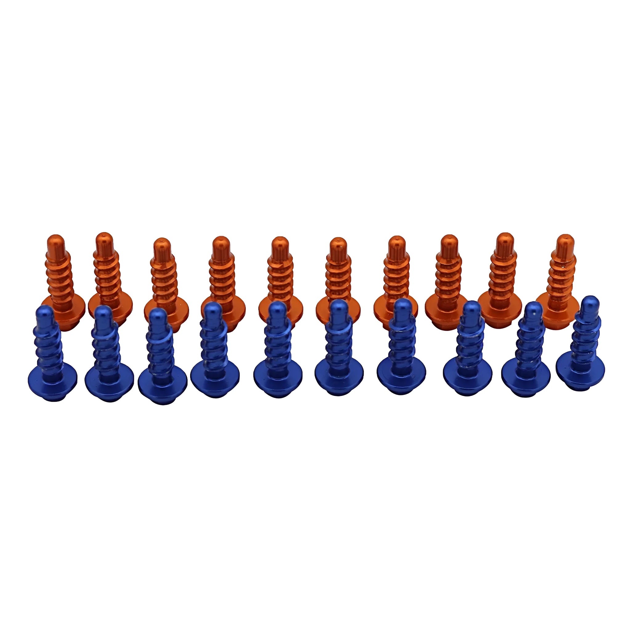 Ten self-tapping T6061 aluminium screws in mixed colours orange blue black red for KTM off-road motorcycle modification