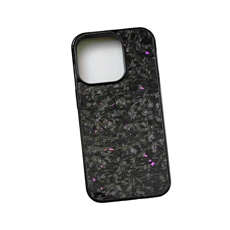 Gold foil carbon fiber forged grain phone case with magnetic suction for iPhone