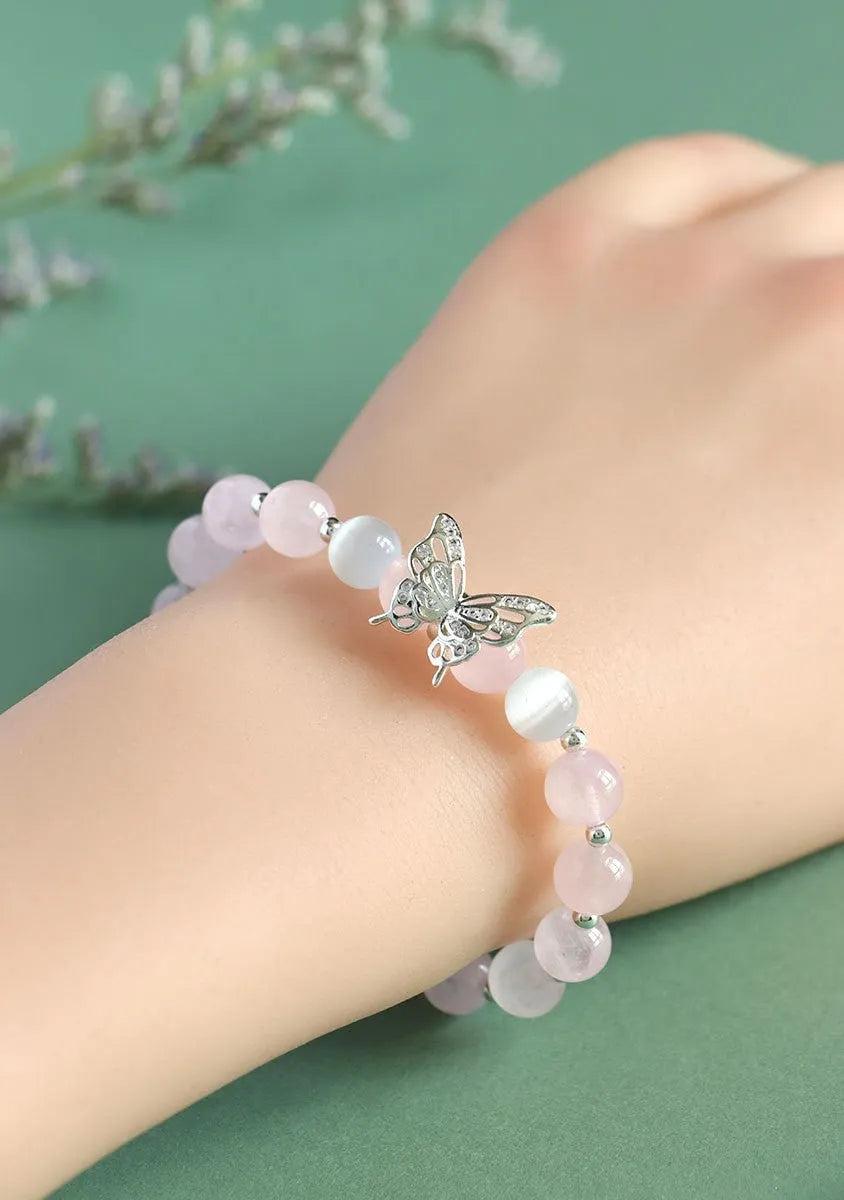 Cat eye crystal bracelet for women with butterfly and bow design in princess style