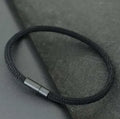 Couple wearable lucky beads simple woven hand strap bracelet in black, gold plating, 4mm style, 21.5cm length