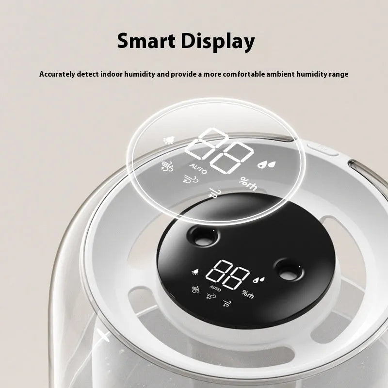 Beige large capacity USB humidifier with dual spray, display and night light