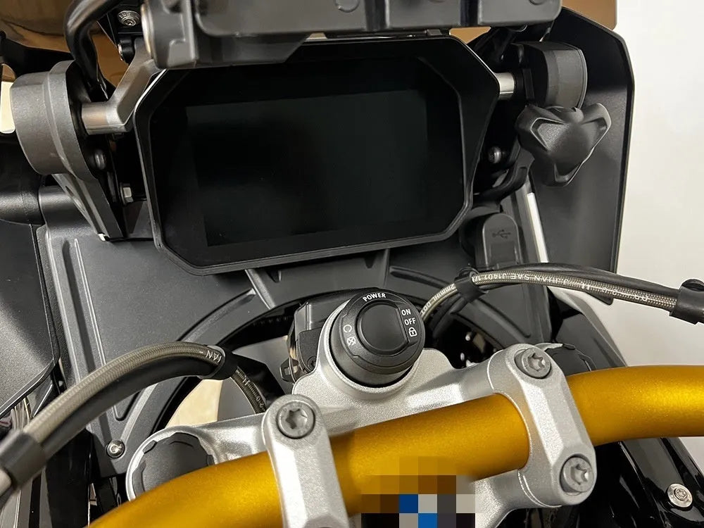 Black motorcycle cockpit fairing panel for BMW R1250GS and compatible R1200GS LC models