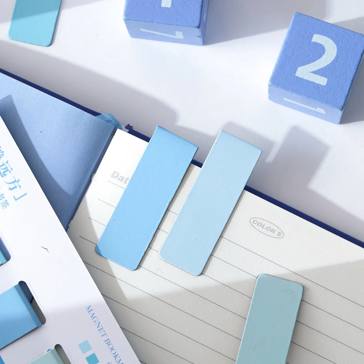 Four magnetic bookmarks in Morandi colour block design with soft pastel tones including Lanshan breeze, gentle twilight colours