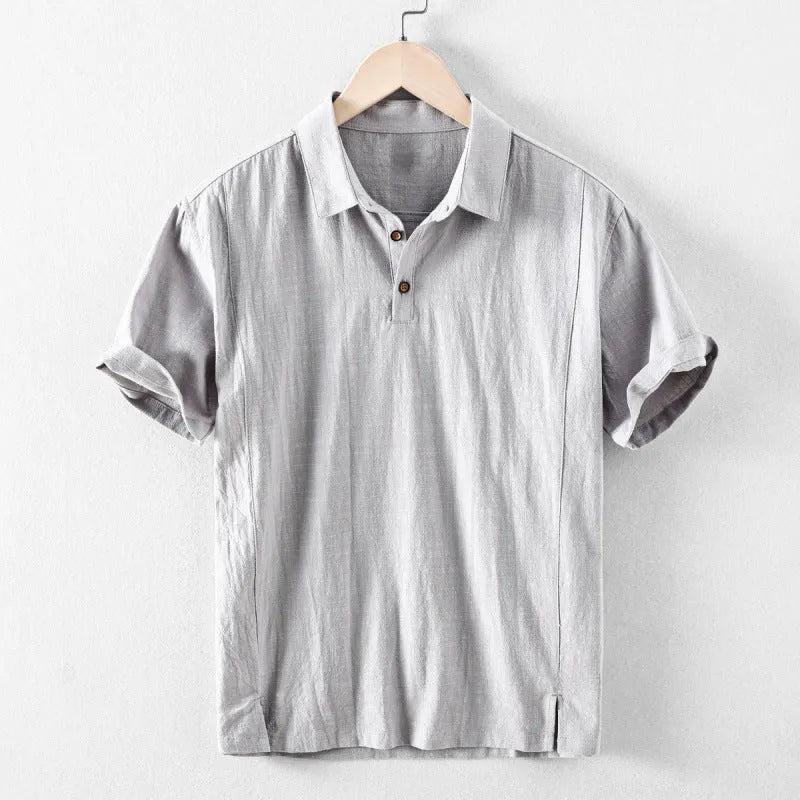 Men's casual cotton linen shirt in loose fit design for leisure wear