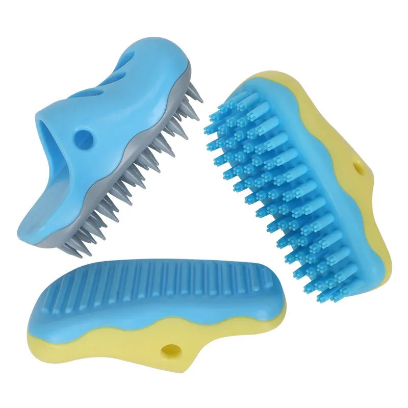 TPR pet bath massage brush for dogs in blue quincuncial head style, single brush