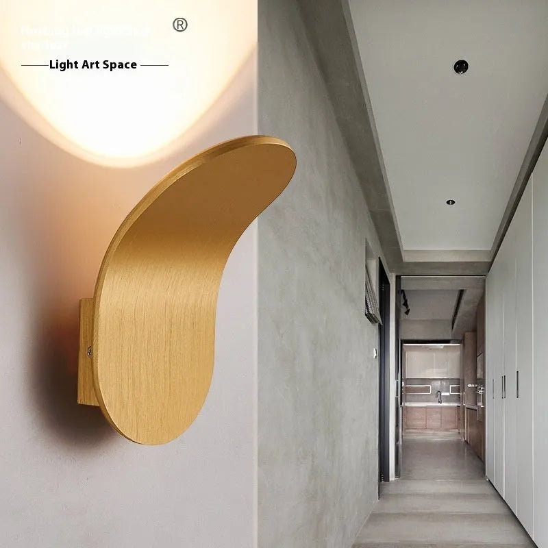 Modern simplicity living room wall light in brushed gold finish, 100x120x180mm