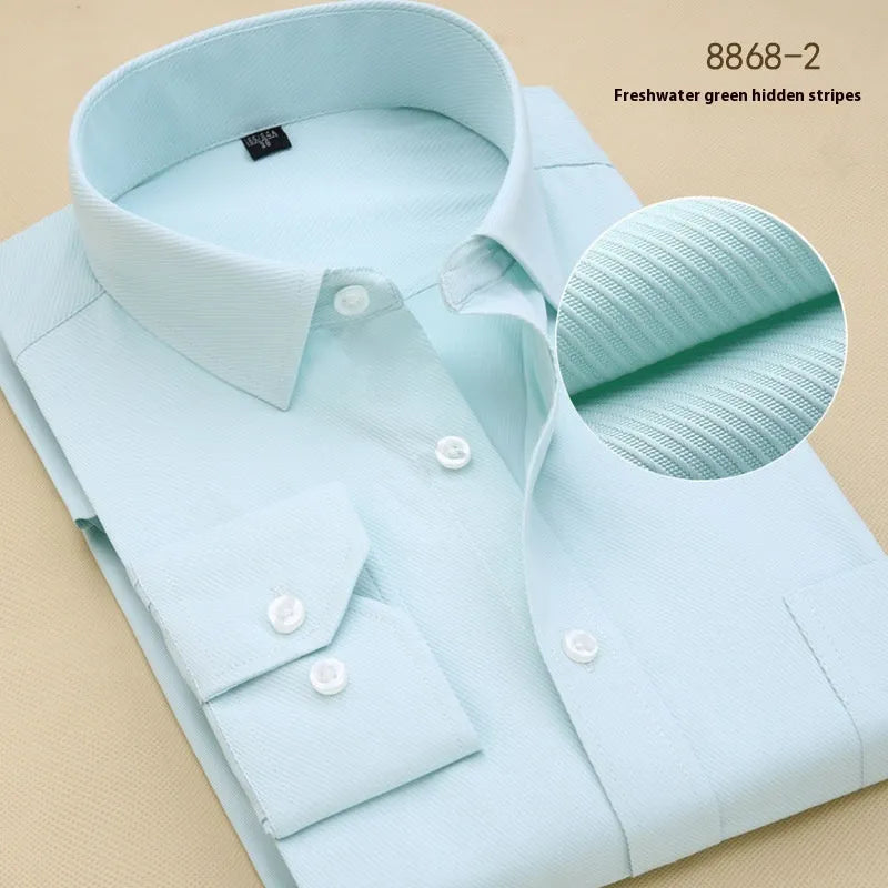 Men's black long sleeve slim fit business shirt in cotton with cardigan style
