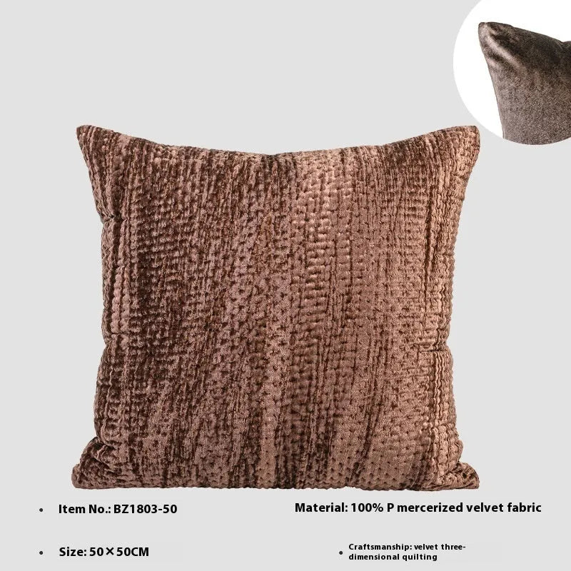 Antique style quilted cushion and waist pillow in mercerised velvet with feather velvet filling.