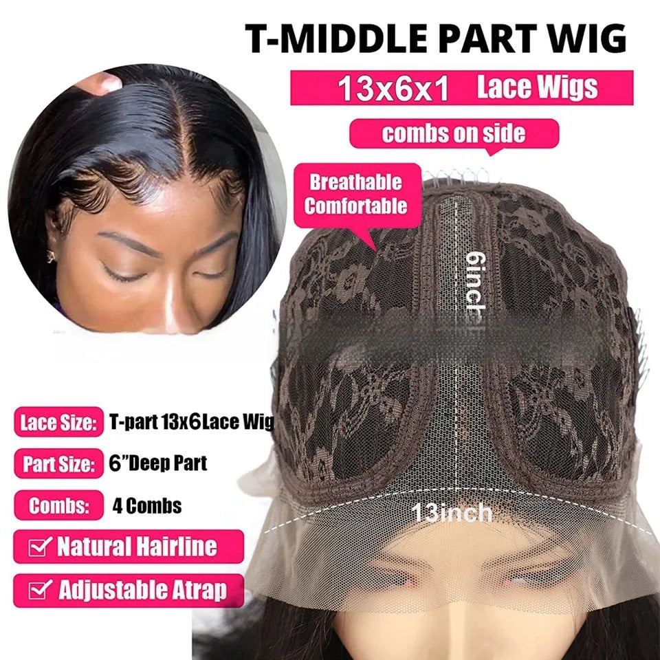 Real human hair gradient body lace front wig with double-layer mechanism in various lengths