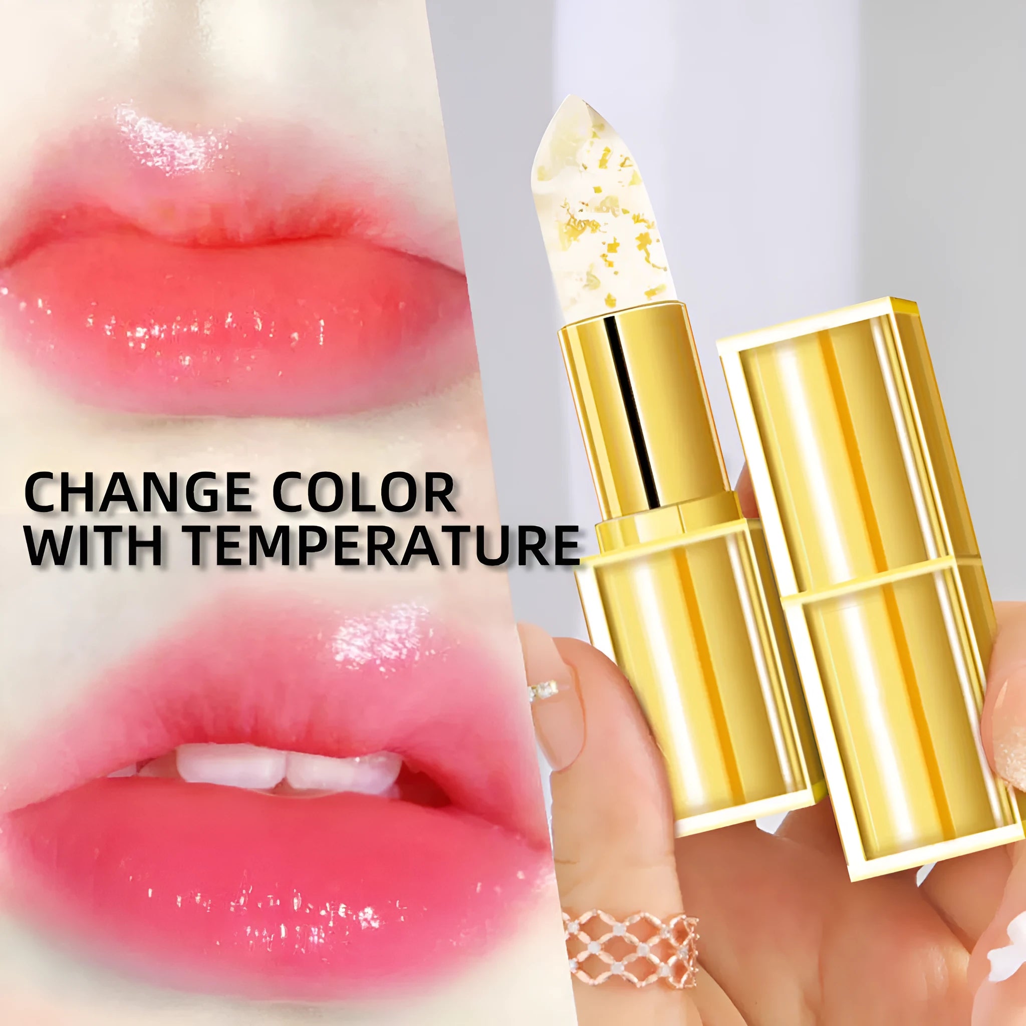 Anti-smudge gilding colour-changing lipstick YB1001 in temperature-sensitive lip balm packaging