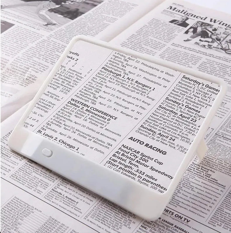 180x140mm 3x PVC magnifying glass with 3LED lamp for reading in black