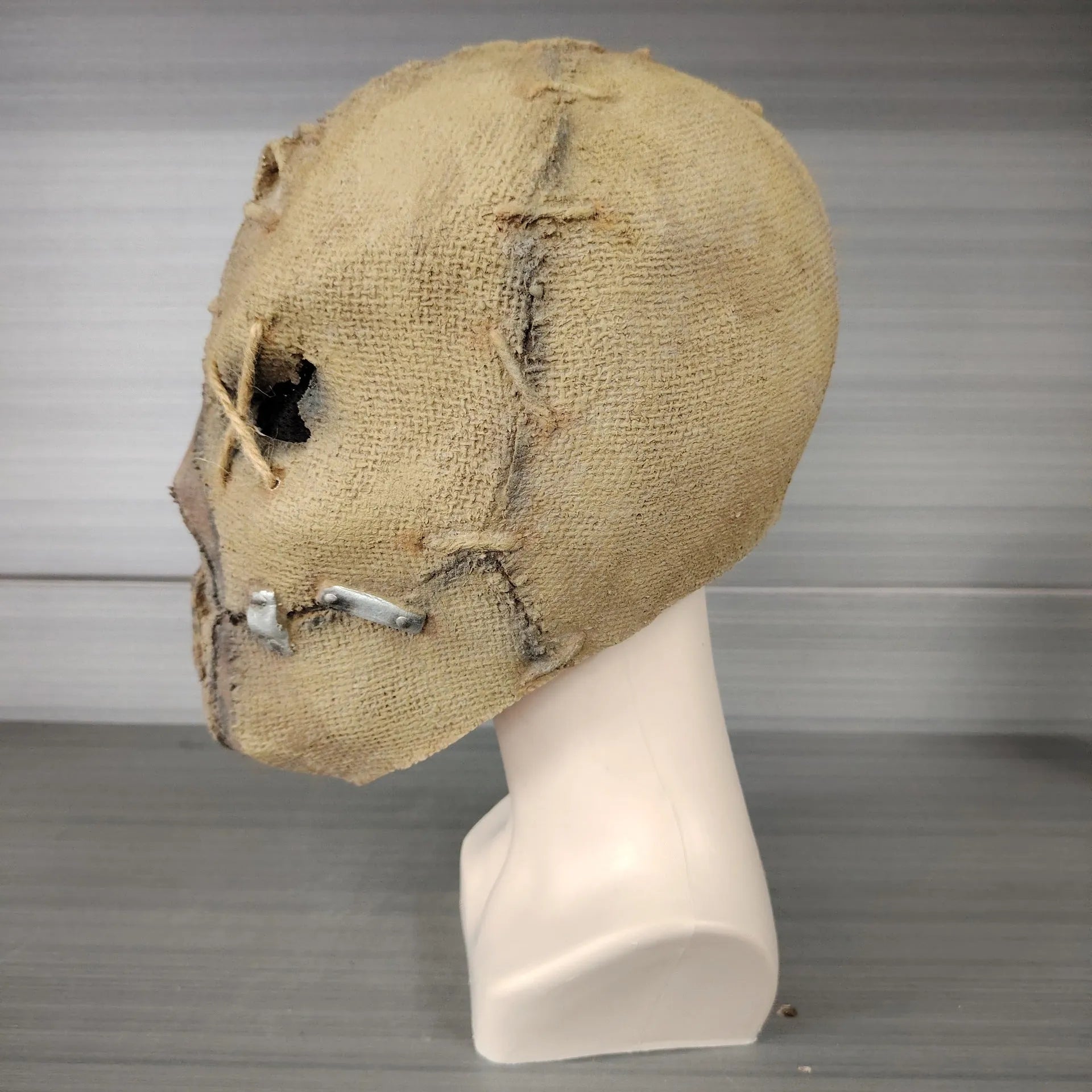 Latex scar skull Halloween mask head cover showing horror design details and flexible material