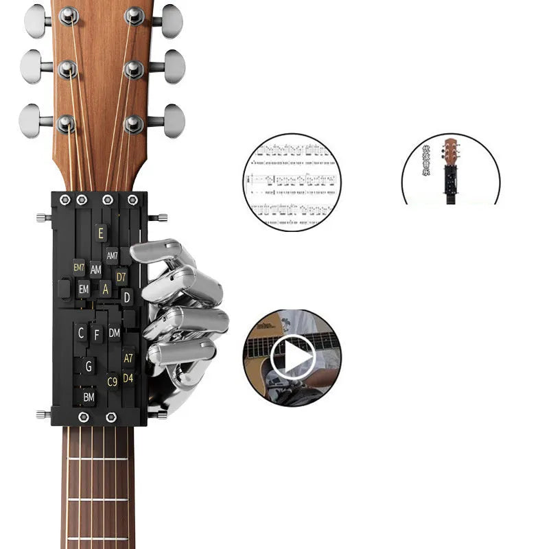 Black automatic chord practice device for folk guitar beginners playing and singing