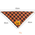 Orange plaid Halloween dog bandana with white skeleton and orange pumpkin felt appliques