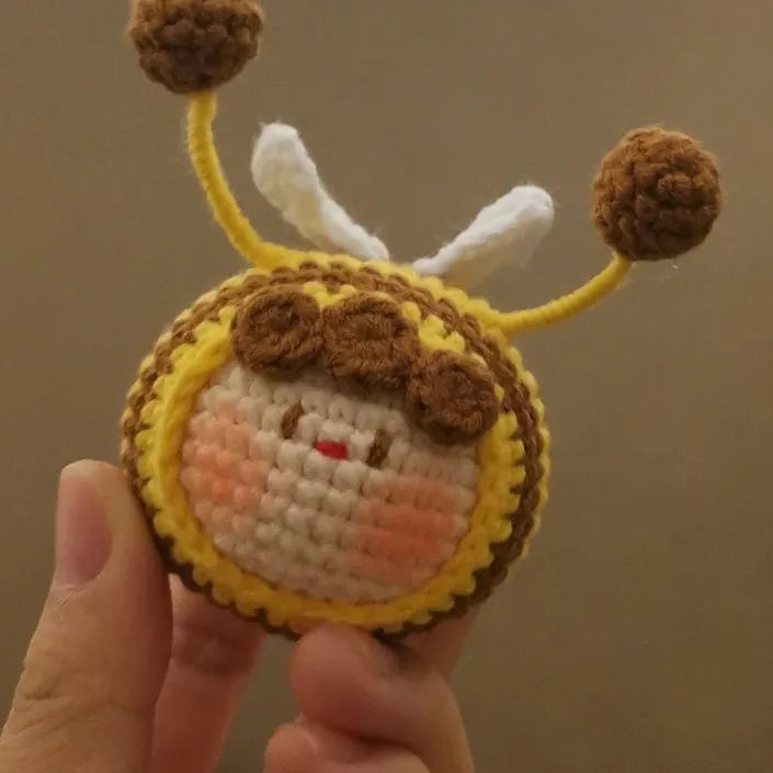 Handmade crocheted bee colony plush pendant with beehive and bee for woolen dolls