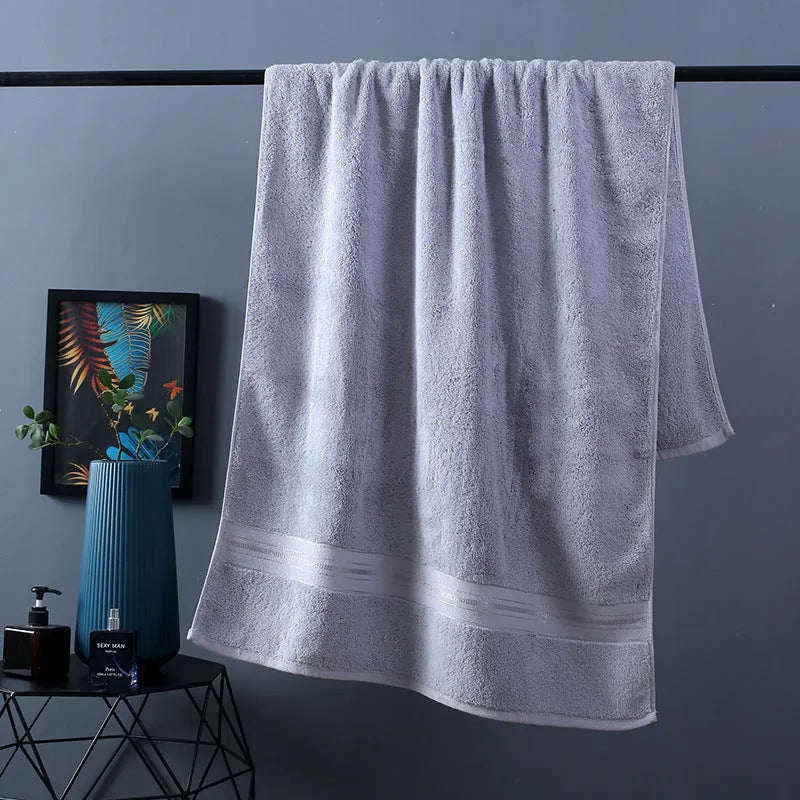 Pure colour thick cotton bath towel set in six colours including white pink light gray light brown blue dark gray
