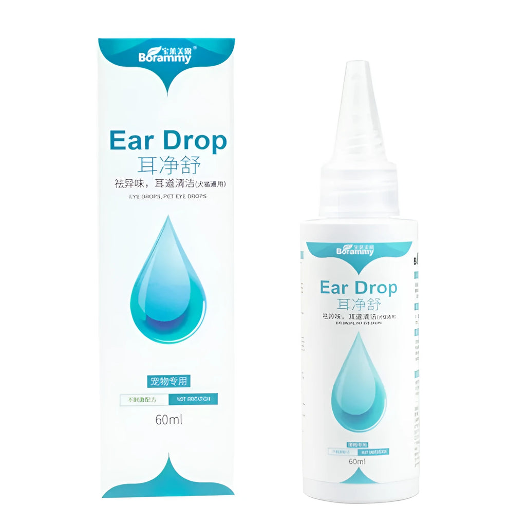 Green bottle of pet ear liquid cleaning supplies 60ml for dogs and cats