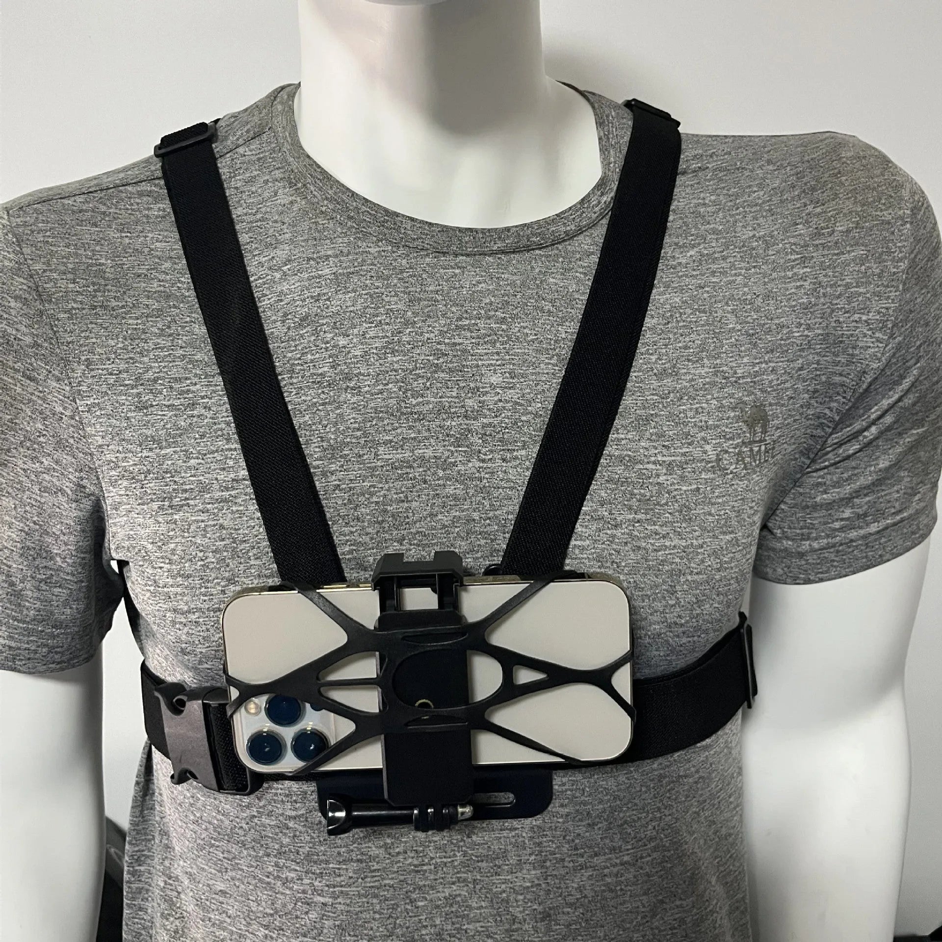 Chest fixation phone holder with plastic elastic band for sports camera hands-free recording
