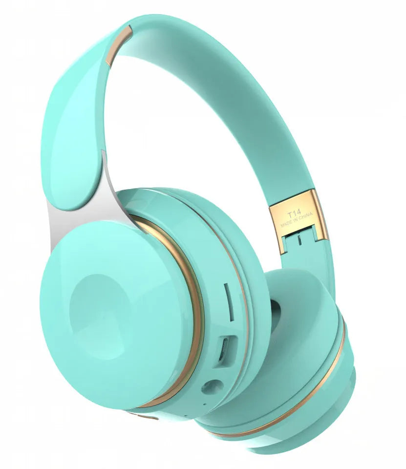 Bluetooth wireless foldable over-ear headset in black with aluminium alloy frame and padded ear cups
