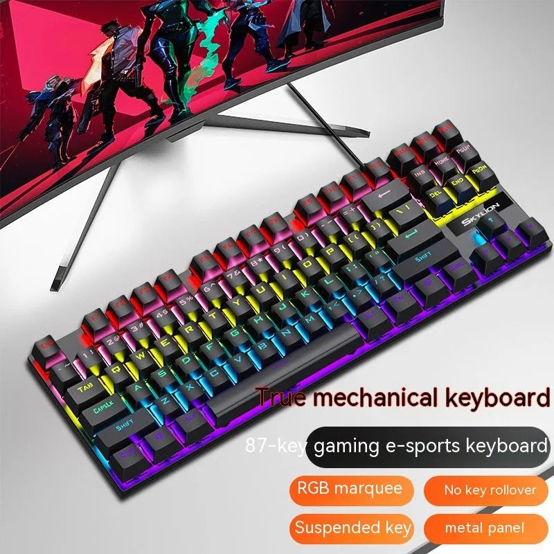 K87 mechanical gaming keyboard with metal case and red or green axis switches in multiple colour options.