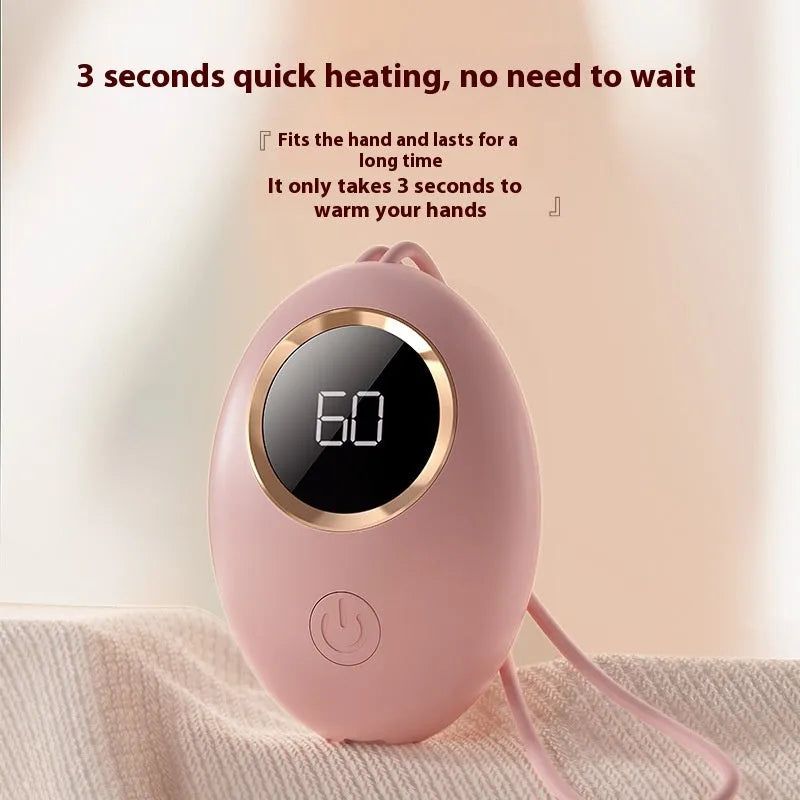 USB rechargeable hand warmer with digital display in multiple colour options