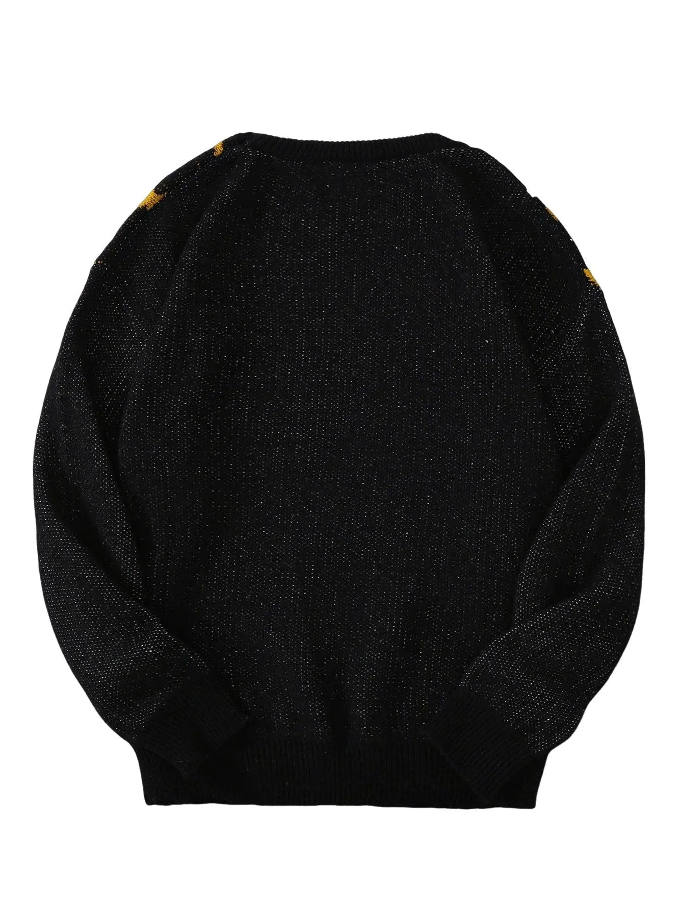 Men's loose fit modal and rabbit fur pullover sweater in black and gray colour