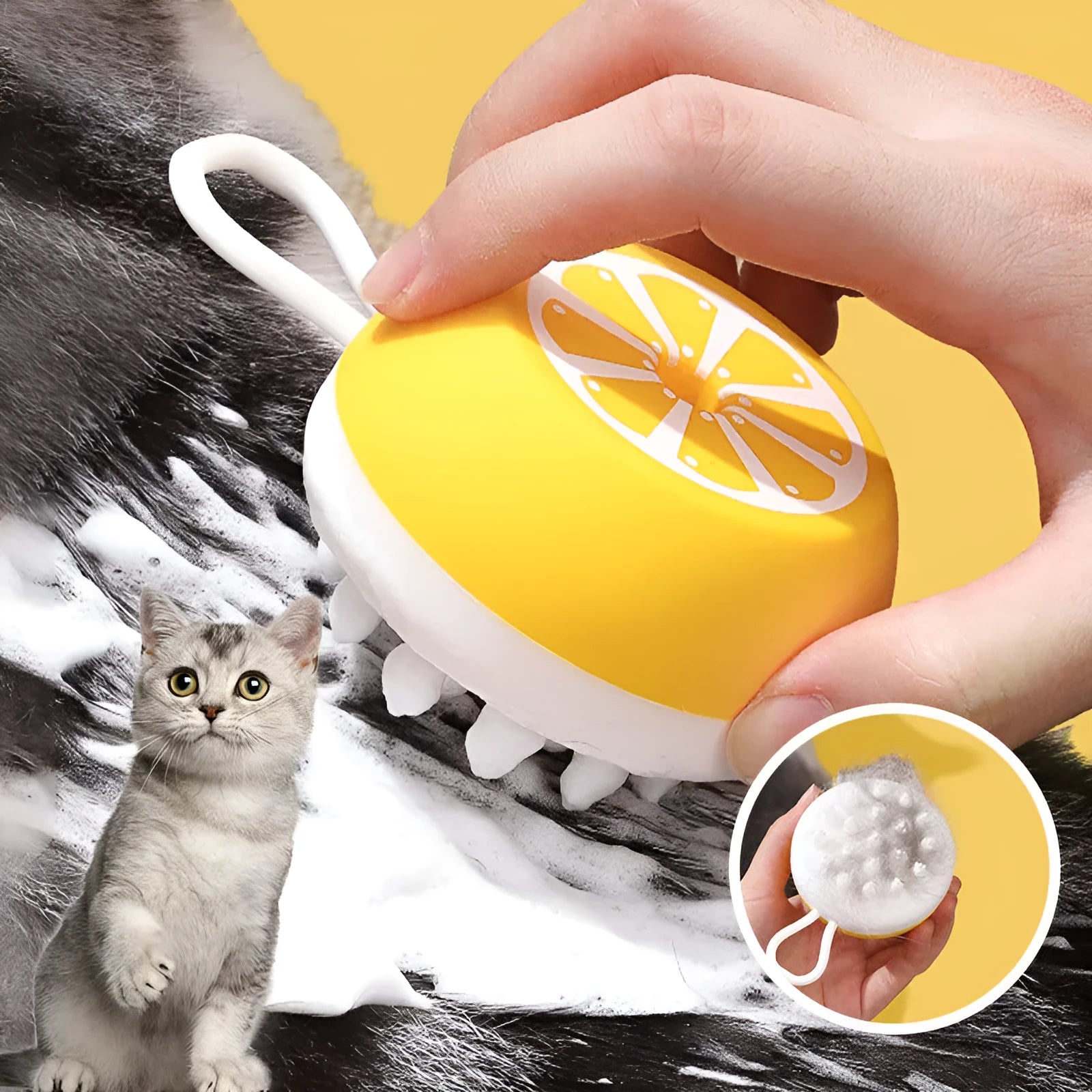 Soft silicone 2-in-1 pet dog cat bath brush massage comb in yellow, navy and grey colours