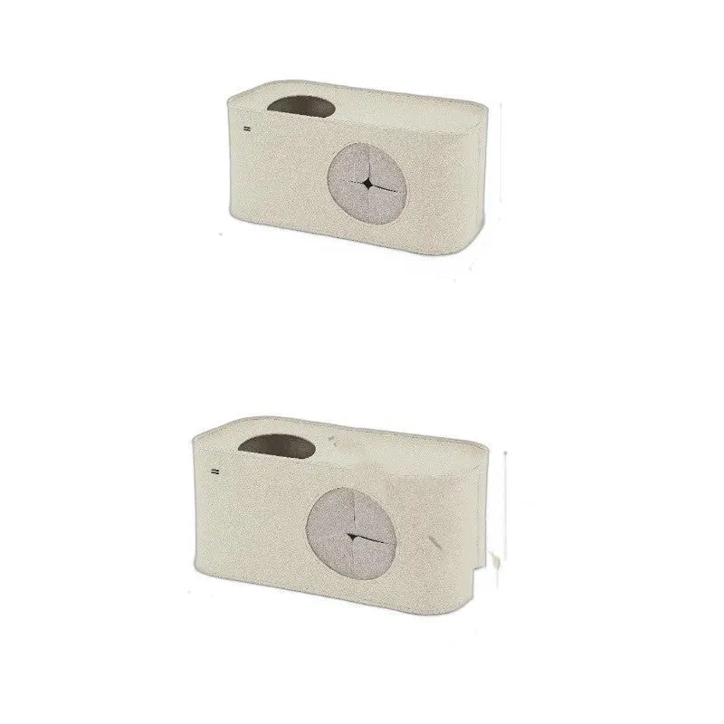 Foldable felt cat bed in khaki, 52x26x26cm size, shown on floor
