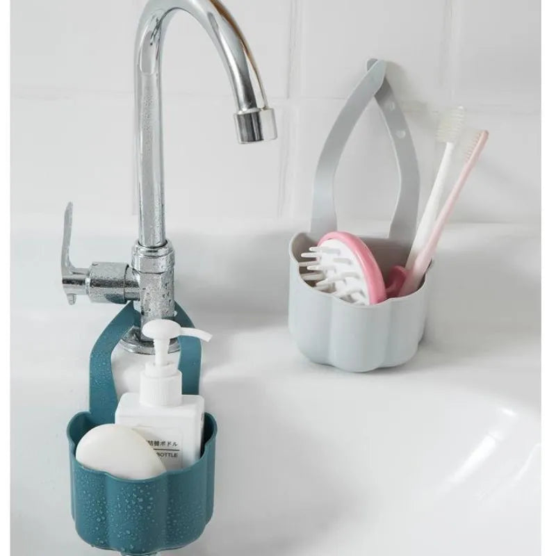 Plastic kitchen sink drain basket in Nordic style design on countertop