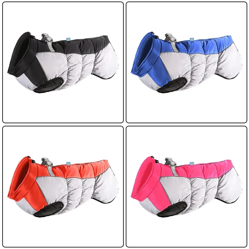 Reflective waterproof polar fleece pet winter coat for large dogs in black